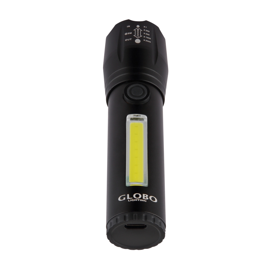 Globo - LED Rechargeable flashlight LED/3W/5V + COB/3W 5500K 1200 mAh