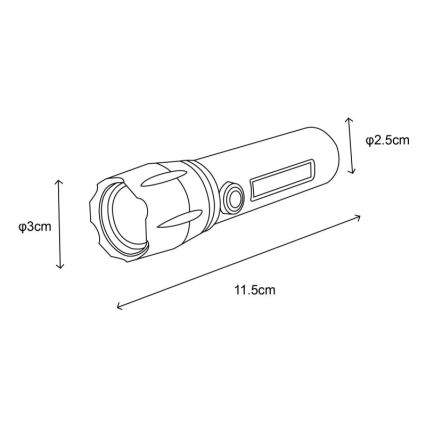 Globo - LED Rechargeable flashlight LED/3W/5V + COB/3W 5500K 1200 mAh