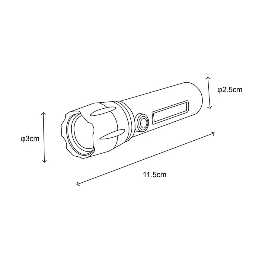 Globo - LED Rechargeable flashlight LED/3W/5V + COB/3W 5500K 1200 mAh