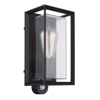 Globo - Outdoor wall light with a sensor 1xE27/60W/230V IP44 black
