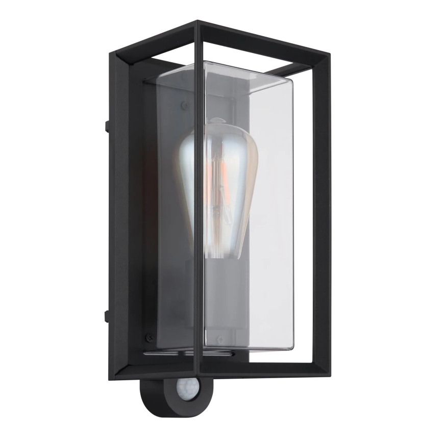 Globo - Outdoor wall light with a sensor 1xE27/60W/230V IP44 black