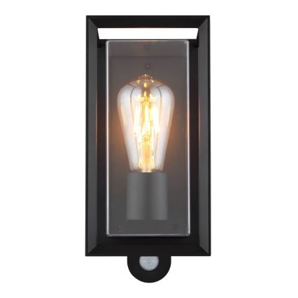 Globo - Outdoor wall light with a sensor 1xE27/60W/230V IP44 black