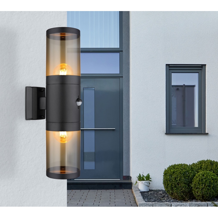 Globo wall light with sensor 2xE27/40W/230V IP44