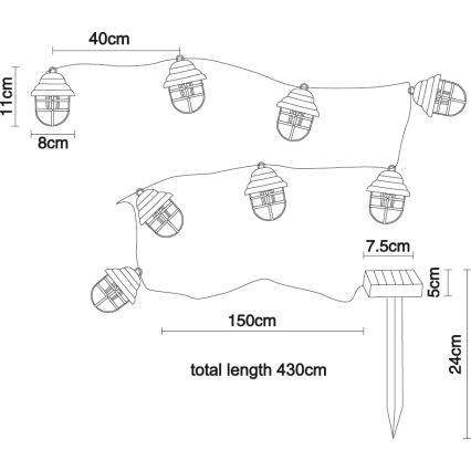 Globo - LED Solar decorative light 8xLED/3,2V IP44 200 mAh