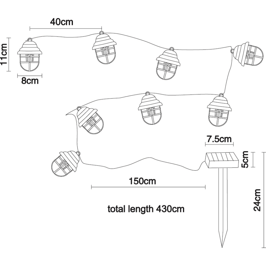 Globo - LED Solar decorative light 8xLED/3,2V IP44 200 mAh