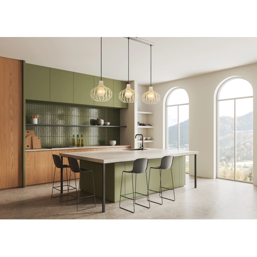Globo - Cable-suspended pendant lamp 3xE27/40W/230V beige