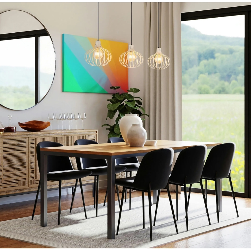 Globo - Cable-suspended pendant lamp 3xE27/40W/230V beige