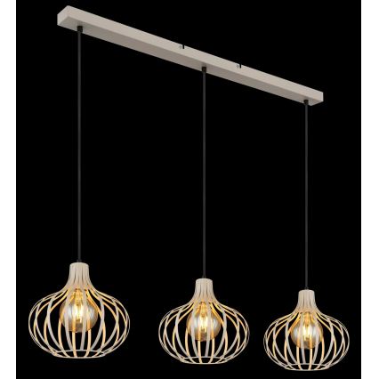 Globo - Cable-suspended pendant lamp 3xE27/40W/230V beige