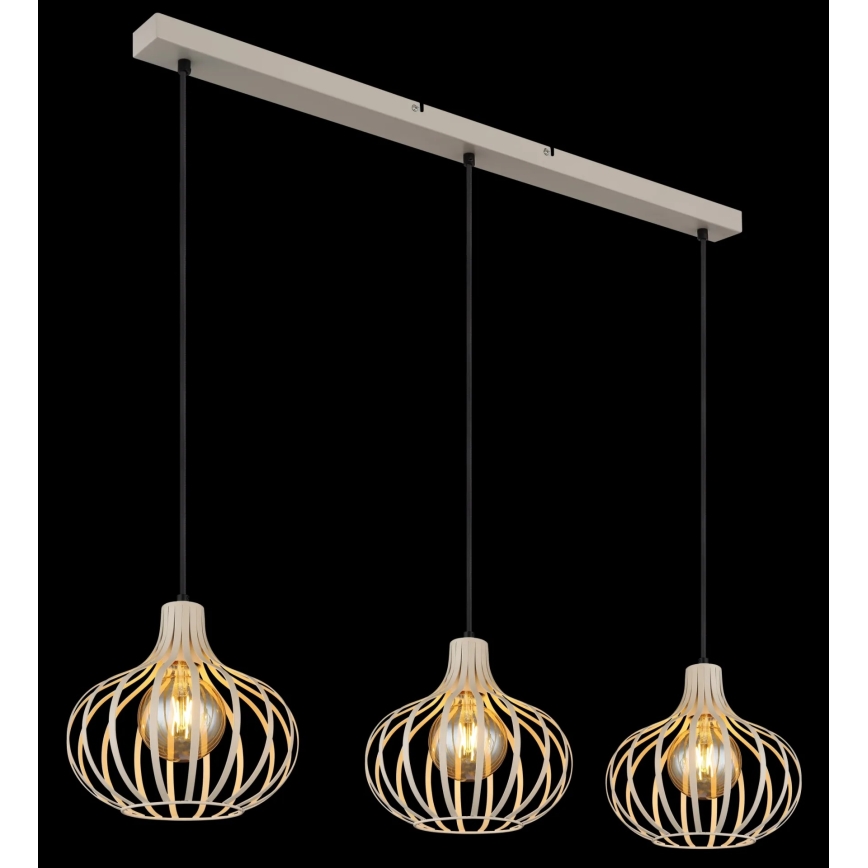 Globo - Cable-suspended pendant lamp 3xE27/40W/230V beige