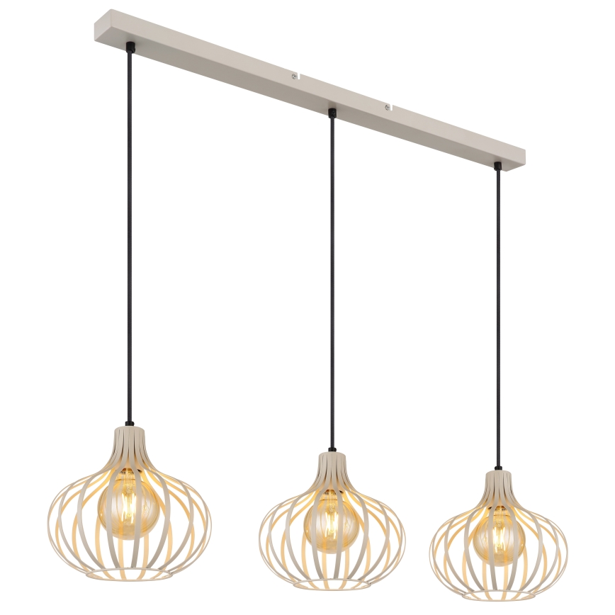 Globo - Cable-suspended pendant lamp 3xE27/40W/230V beige