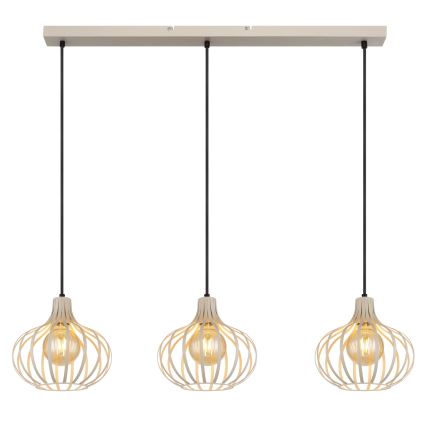 Globo - Cable-suspended pendant lamp 3xE27/40W/230V beige
