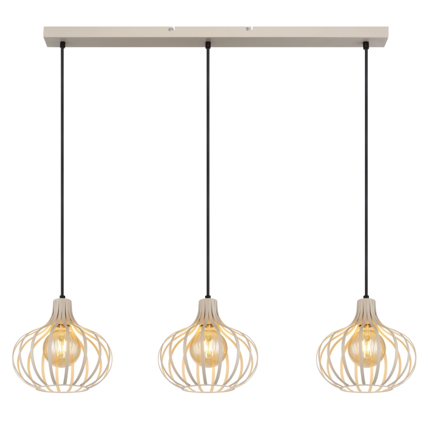 Globo - Cable-suspended pendant lamp 3xE27/40W/230V beige
