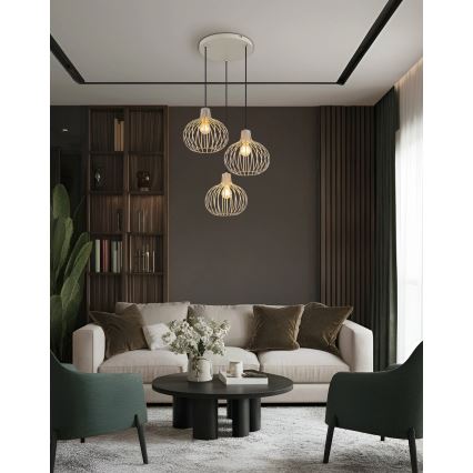 Globo - Cable Pendant Light 3x E27/40W/230V, Beige