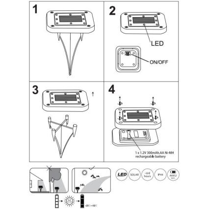 Globo - SET 2x LED Solar light LED/0,8W/1,2V IP44