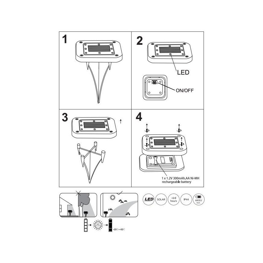 Globo - SET 2x LED Solar light LED/0,8W/1,2V IP44
