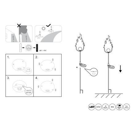 Globo - LED Solar light LED/0,04W/3V IP44