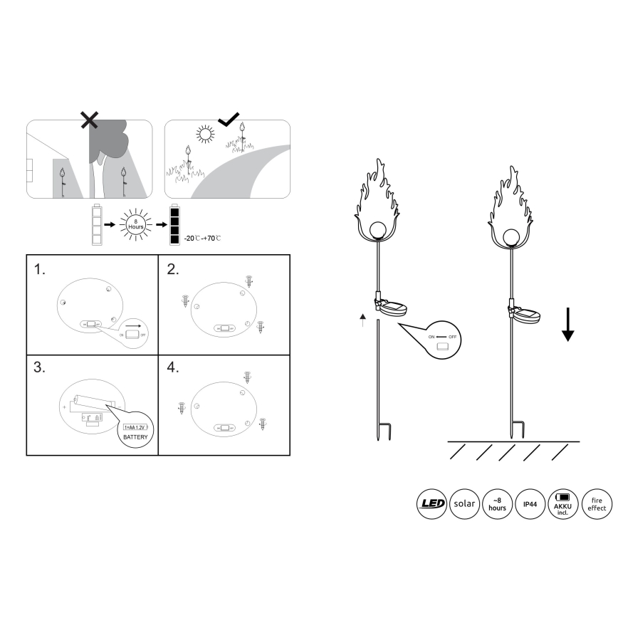 Globo - LED Solar light LED/0,04W/3V IP44