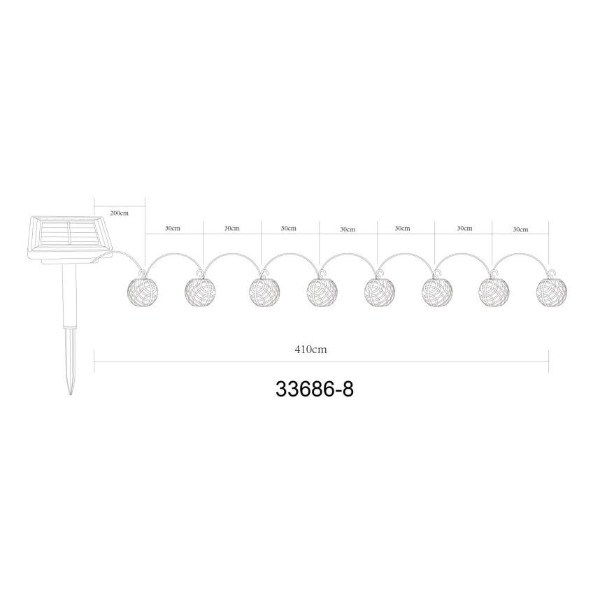 Globo - LED Solar decorative chain 98xLED/0,1W/3V 410 cm IP44 600 mAh