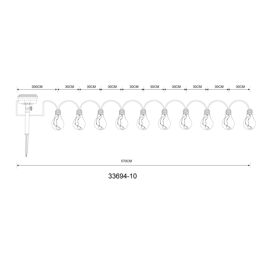 Globo - LED Solar decorative chain 50xLED/0,06W/3,2V 570 cm IP44