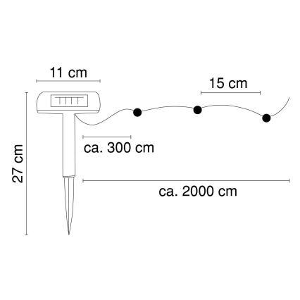 Globo - LED Solar chain 20 m 120xLED/2,4V 2xAAA IP44