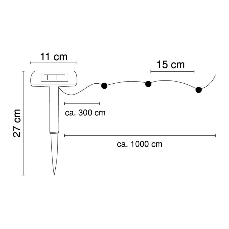 Globo - LED Solar chain 10 m 50xLED/2,4V IP44