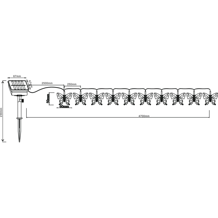 Globo - LED RGB Decorative chain 10xLED/0,06W/3,2V 470 cm IP44