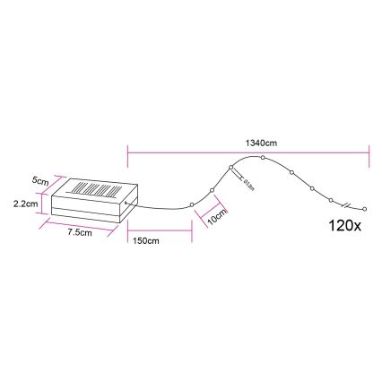 Globo - LED Solar String Lights 120xLED/3,2V IP44 13,4 m 600 mAh