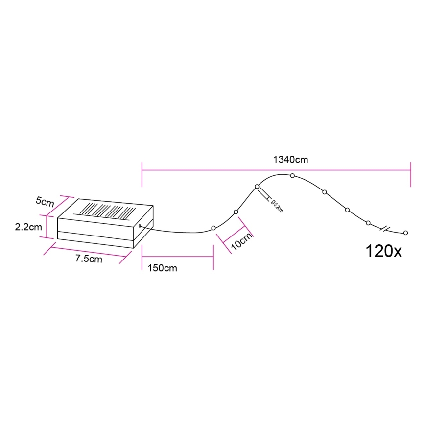 Globo - LED Solar String Lights 120xLED/3,2V IP44 13,4 m 600 mAh