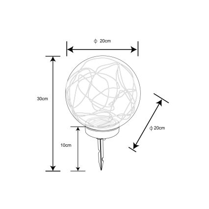 Globo - LED Solar light 30xLED/0,06W/1,2V d. 20 cm IP44