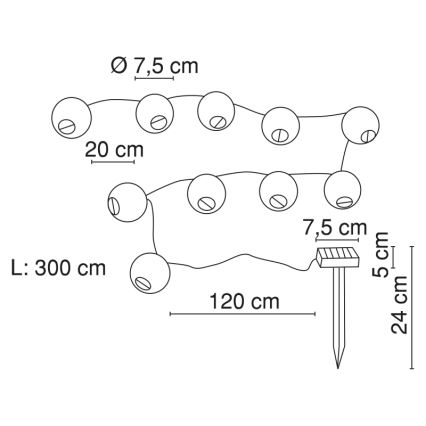Globo - LED Solar chain 10xLED/0,06W/1,2V IP44