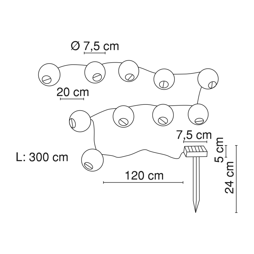 Globo - LED Solar chain 10xLED/0,06W/1,2V IP44