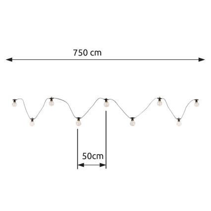 Globo - LED Outdoor decorative chain 10xLED/0,27W/230V 7,5 m IP44 black