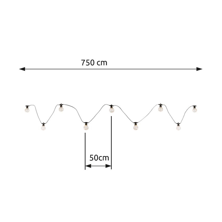 Globo - LED Outdoor decorative chain 10xLED/0,27W/230V 7,5 m IP44 black