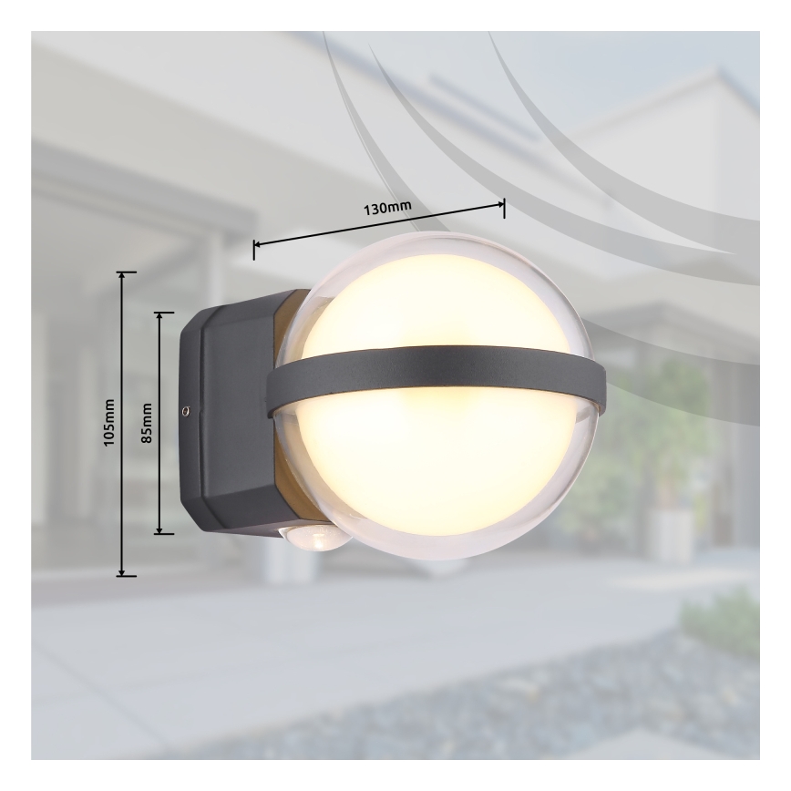 Globo - LED Outdoor wall light LED/12W/230V IP54 black