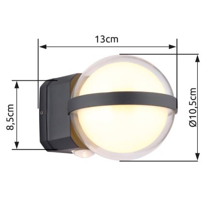 Globo - LED Outdoor wall light LED/12W/230V IP54 black