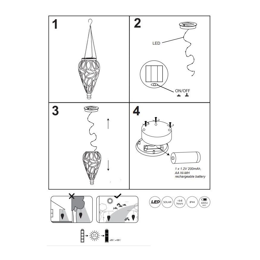 Globo - LED Solar light LED/0,9W/3,2V IP44 clear
