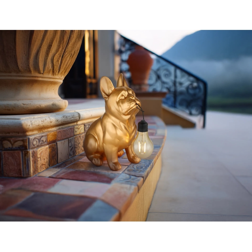 Globo - LED Solar Light LED/3V IP44 300 mAh Golden Dog