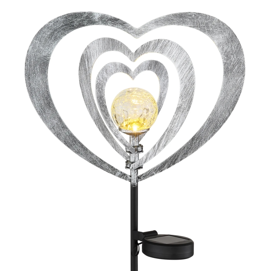 Globo - LED Solar Light LED/3V IP44 300 mAh Silver Heart