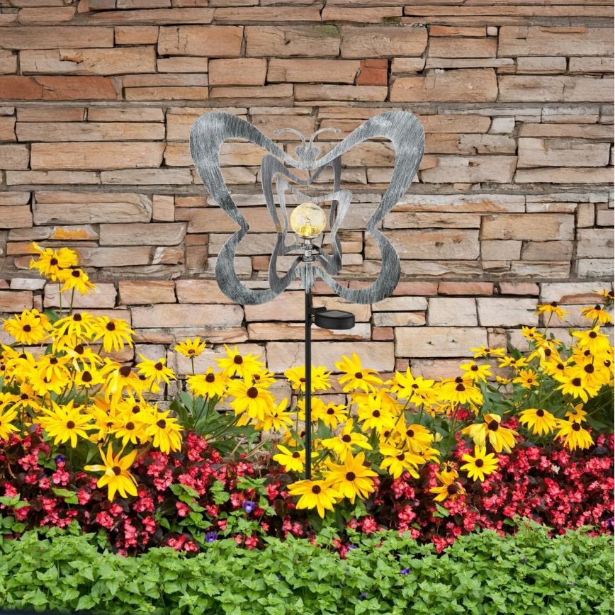 Globo - LED Solar Light LED/3V IP44 300 mAh Silver Butterfly