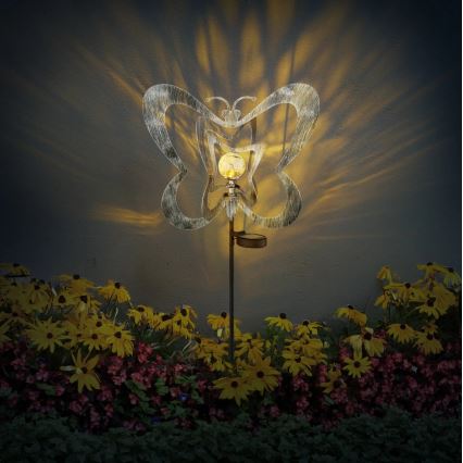 Globo - LED Solar Light LED/3V IP44 300 mAh Silver Butterfly