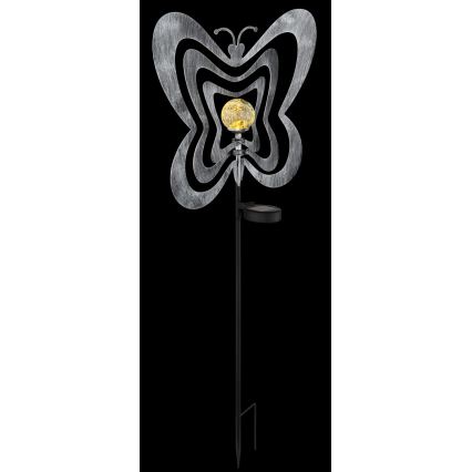 Globo - LED Solar Light LED/3V IP44 300 mAh Silver Butterfly