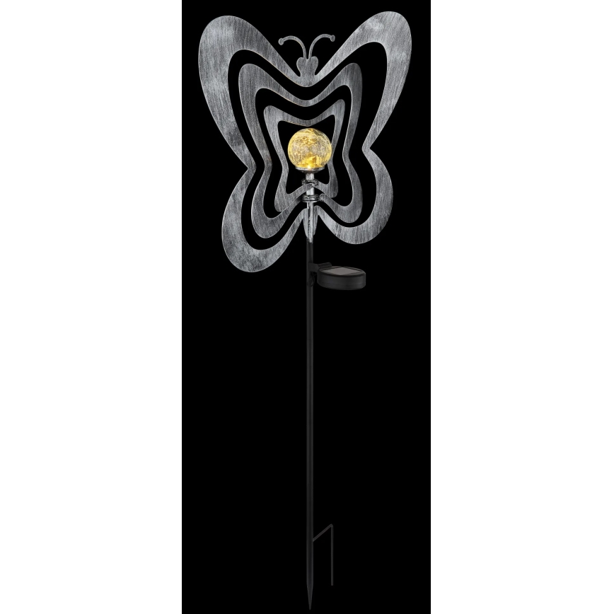 Globo - LED Solar Light LED/3V IP44 300 mAh Silver Butterfly