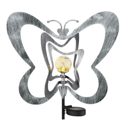 Globo - LED Solar Light LED/3V IP44 300 mAh Silver Butterfly