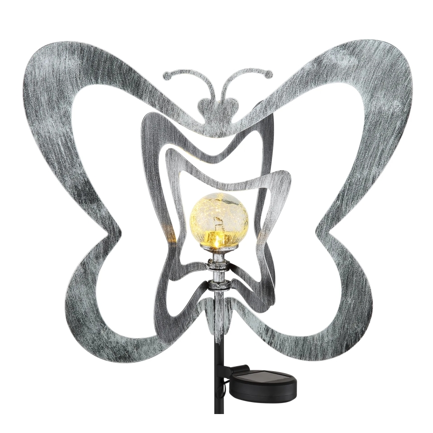 Globo - LED Solar Light LED/3V IP44 300 mAh Silver Butterfly
