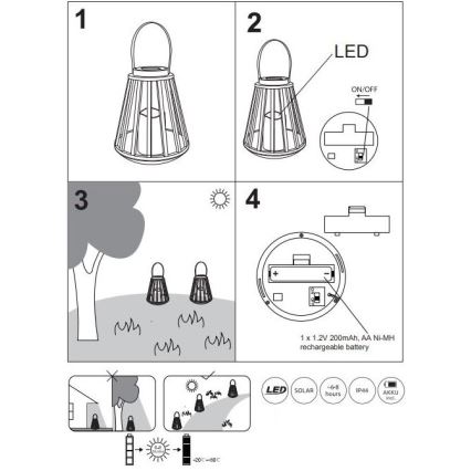 Globo - LED Solar light LED/0,06W/3V 3200K IP44