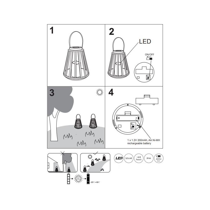 Globo - LED Solar light LED/0,06W/3V 3200K IP44