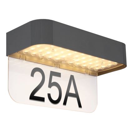 Globo - Solar LED house number light LED/6W/3.7V IP54 1800 mAh