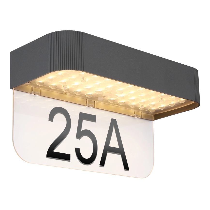 Globo - Solar LED house number light LED/6W/3.7V IP54 1800 mAh