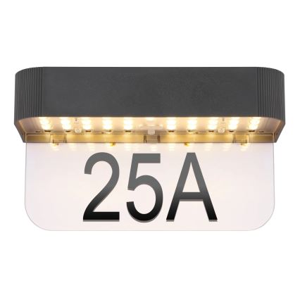 Globo - Solar LED house number light LED/6W/3.7V IP54 1800 mAh