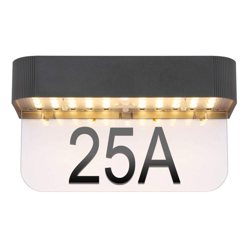 Globo - Solar LED house number light LED/6W/3.7V IP54 1800 mAh